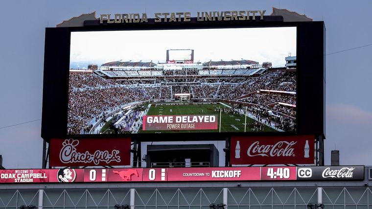 FSU vs. SMU Delayed with Power Outage, Check Out Photos, Videos of Doak Campbell Stadium