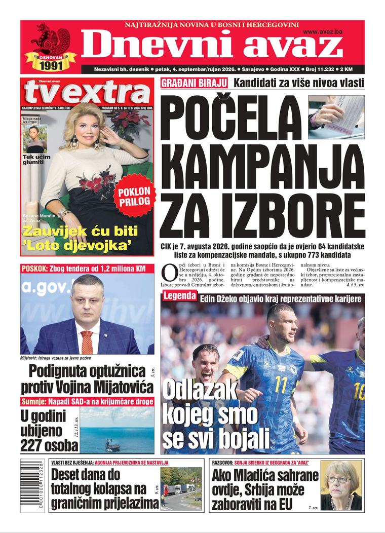 U današnjem "Dnevnom avazu" čitajte: Počela kampanja za izbore