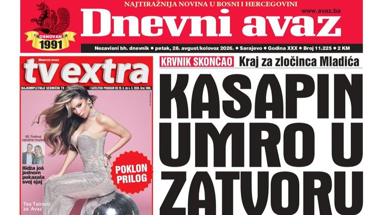 U današnjem "Dnevnom avazu" čitajte: Kasapin umro u zatvoru