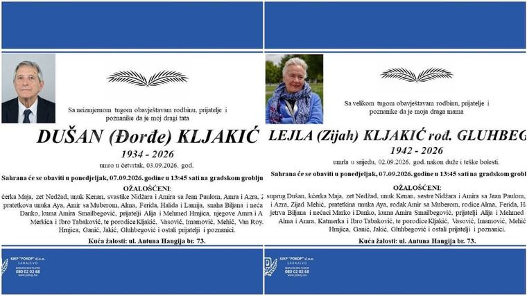 Dušan preminuo dan nakon supruge Lejle: Bit će zajedno sahranjeni na groblju "Bare"